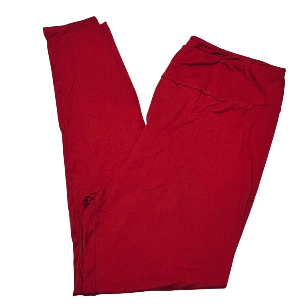 LuLaRoe Womens Leggings Size TC2‎ Solid Red Pattern Plus 18+ NWT